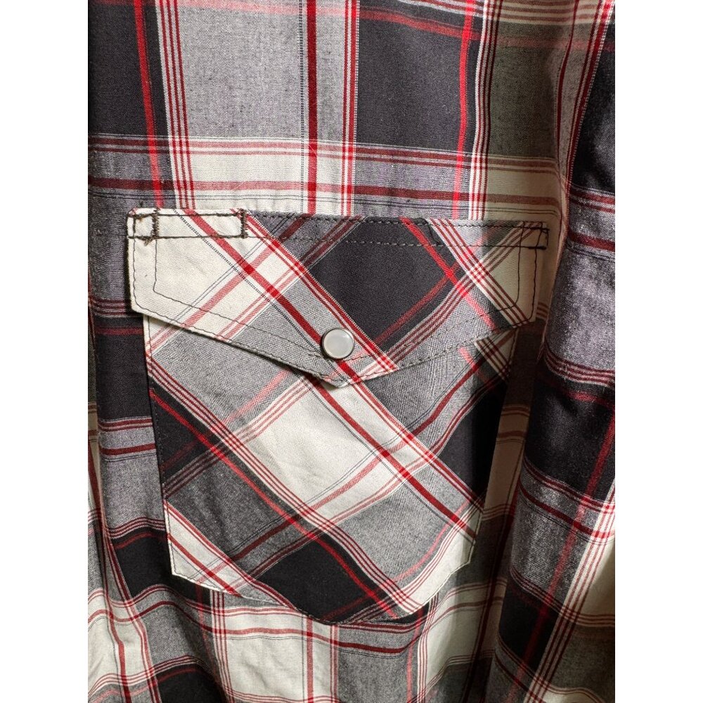 Wyoming Trader|Mens Long Sleeve Pear Snap Button Down| Tall 2XL |Black White wit - Picture 5 of 7